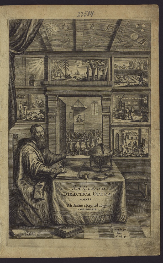 Гравированный фронтиспис «Opera Didactica Omnia» Я. А. Коменского, Амстердам, 1657