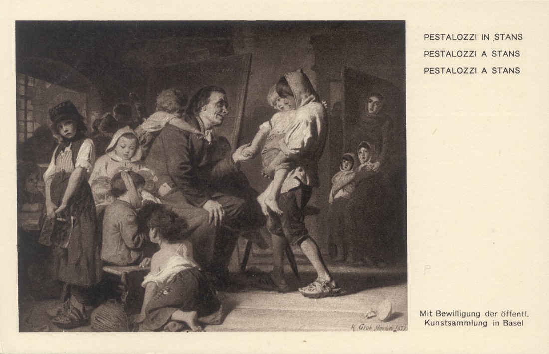 Конрад Гроб. «Песталоцци в Штансе», 1879 — почтовая открытка с репродукцией картины